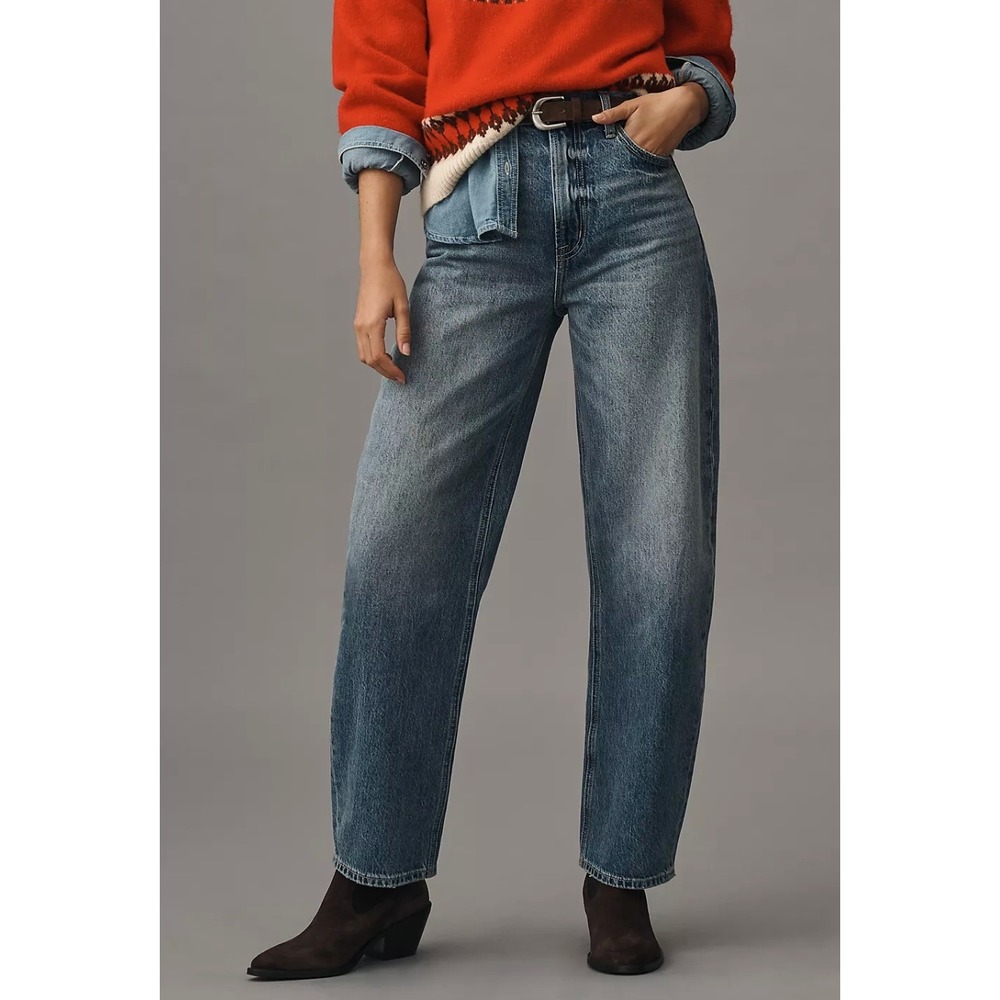 Pistola Wes Jeans Womens 31 Blue High Rise Barrel Leg 100% Cotton 0016820RL